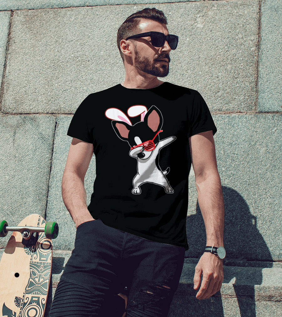 Easter Bunny Dabbing Chihuahua With Bunny Ears And Sunglasses T-Shirt