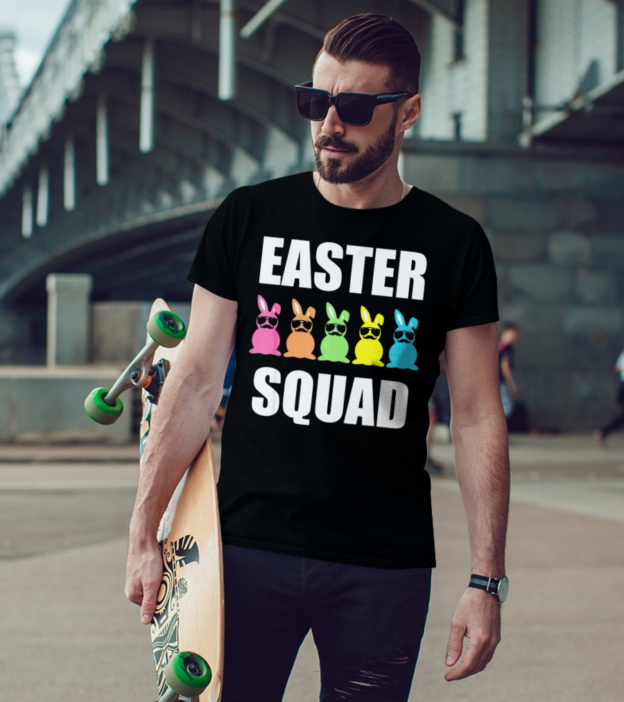 Easter Squad Family Funny Mustache Bunny Egg Hunting T-Shirt