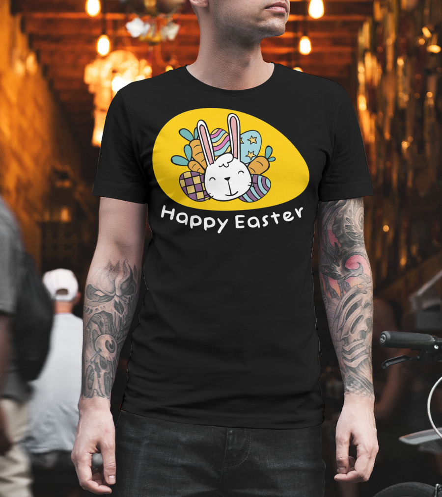 Happy Easter Bunny with Colorful Eggs T-Shirt