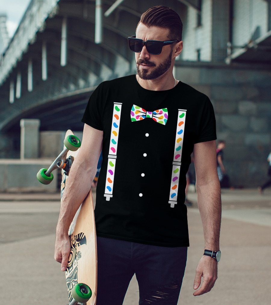 Easter Jelly Beans Bow Tie And Suspenders T-Shirt