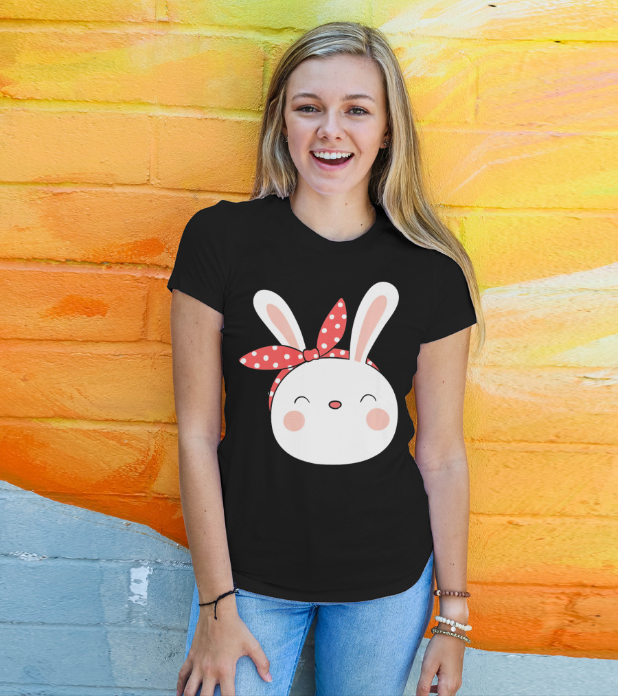 Easter Bunny With Polka Dot Headband T-Shirt