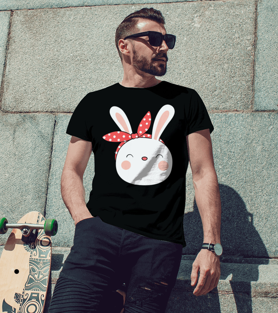 Easter Bunny With Polka Dot Headband T-Shirt