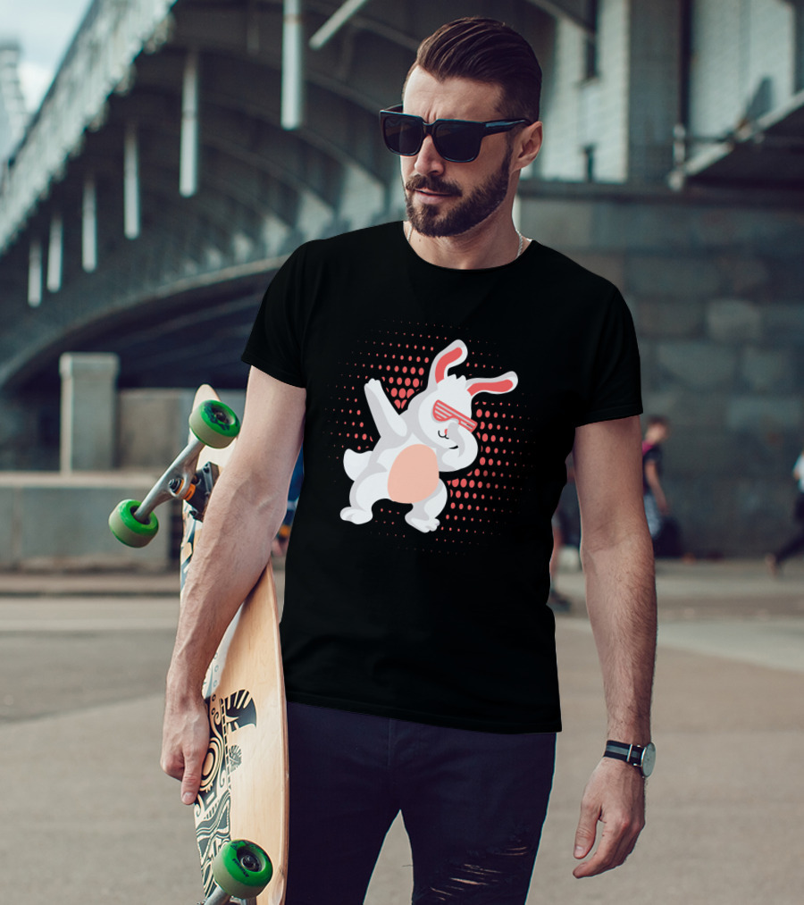Funny Dabbing Hip Hop Bunny Easter With Shades T-Shirt