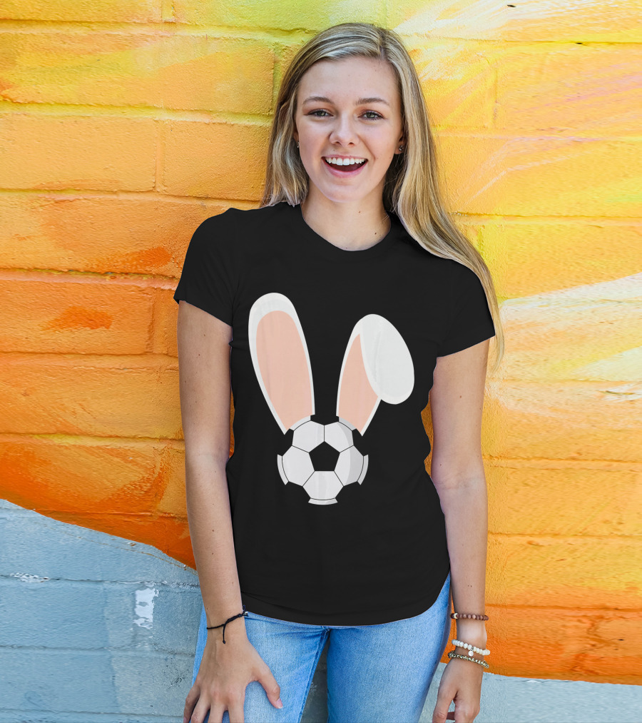 Easter Rabbit Bunny Ears Soccer Ball Combination T-Shirt