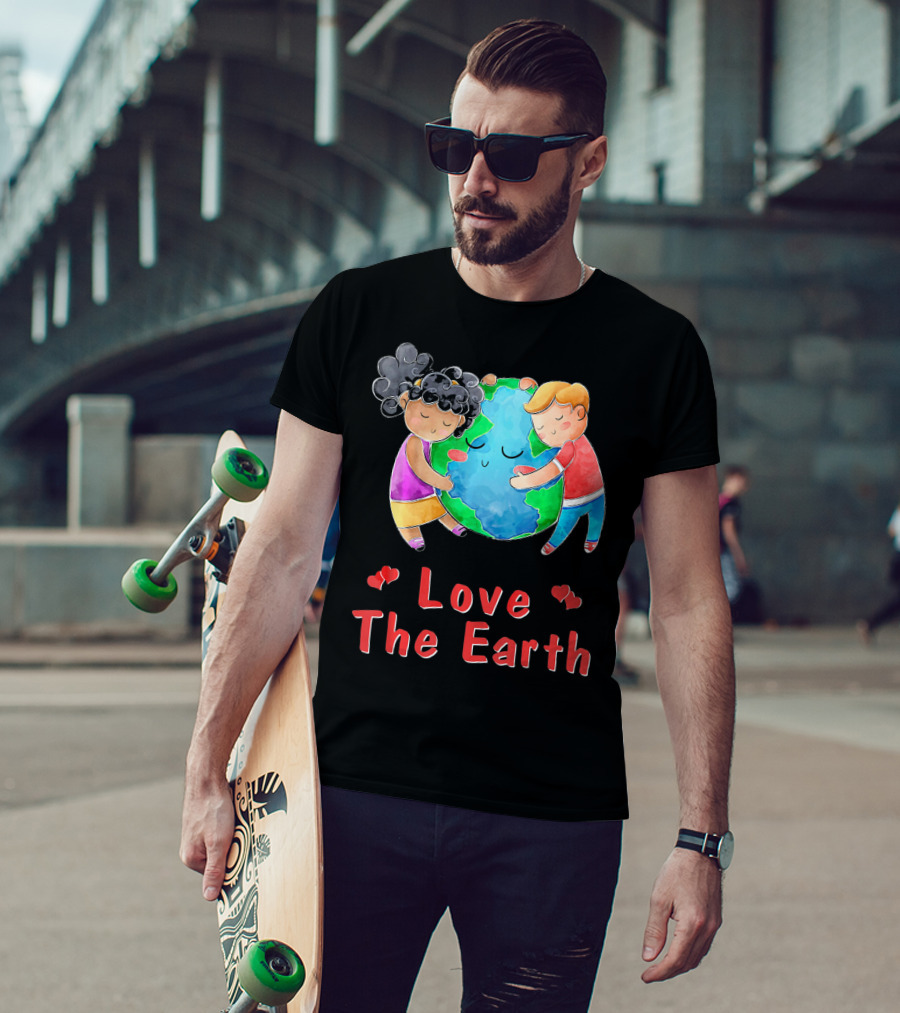 Love The Earth Children Hugging Globe T-Shirt