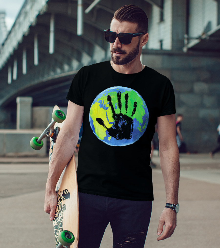 Earth Day Globe With Handprint Nature Conservation T-Shirt