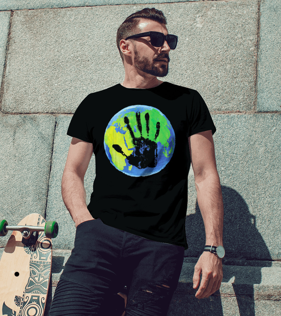 Earth Day Globe With Handprint Nature Conservation T-Shirt