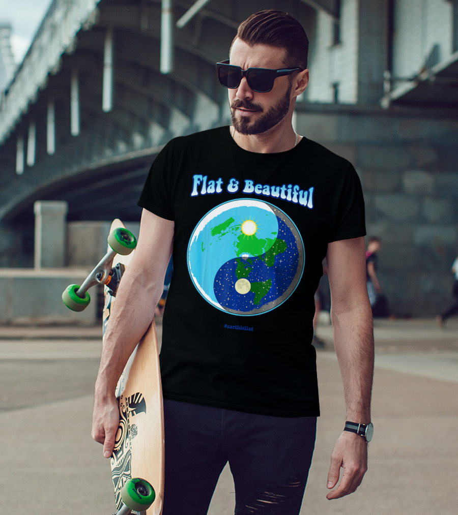 Flat And Beautiful Earth Ying Yang #earthisflat T-Shirt