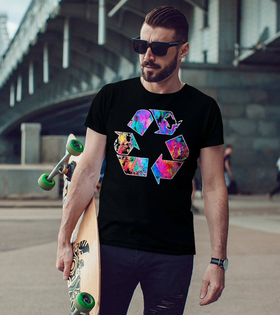 Earth Day Vintage Recycle Reduce Reuse Psychedelic Colorful T-Shirt