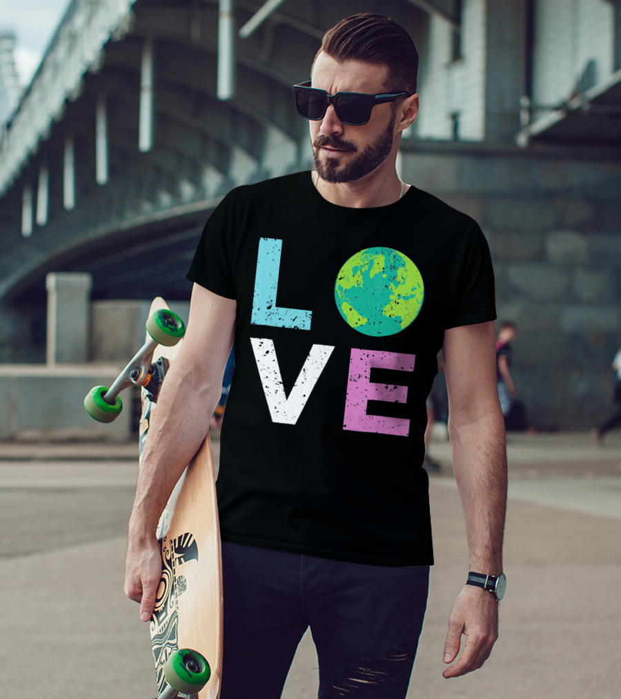 LOVE Earth Day With Globe Vin Earth T-Shirt