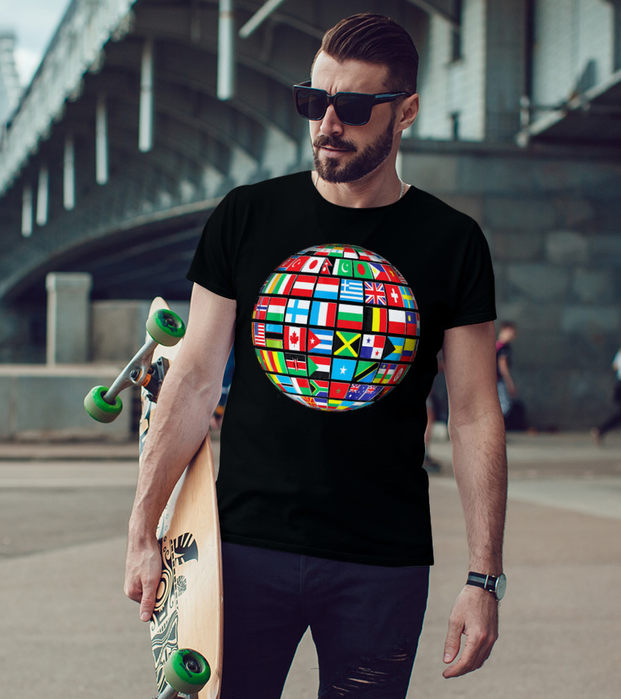 World Flag Buttons Global Flags Sphere T-Shirt