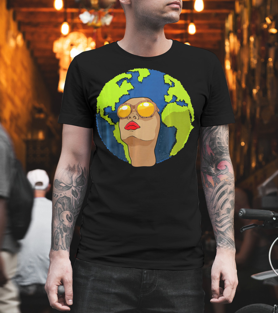 Arbor Mother Earth Day Sunglasses Reflection Globe Face T-Shirt