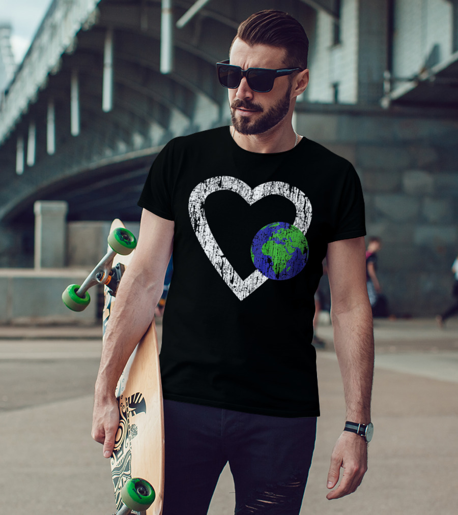 I Love Planet Earth Day Climate Change Heart World T-Shirt