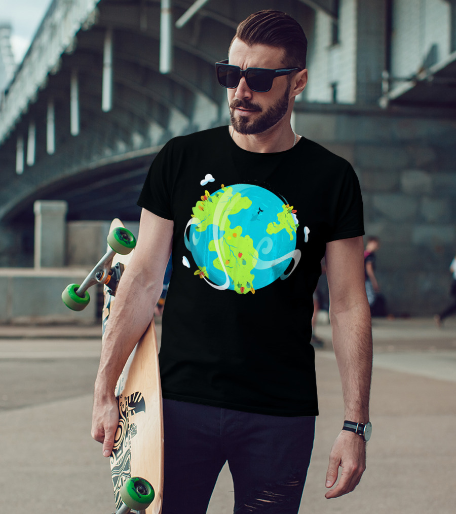 Earth Day Mother Planet Tree Dolphin Scenic Globe T-Shirt