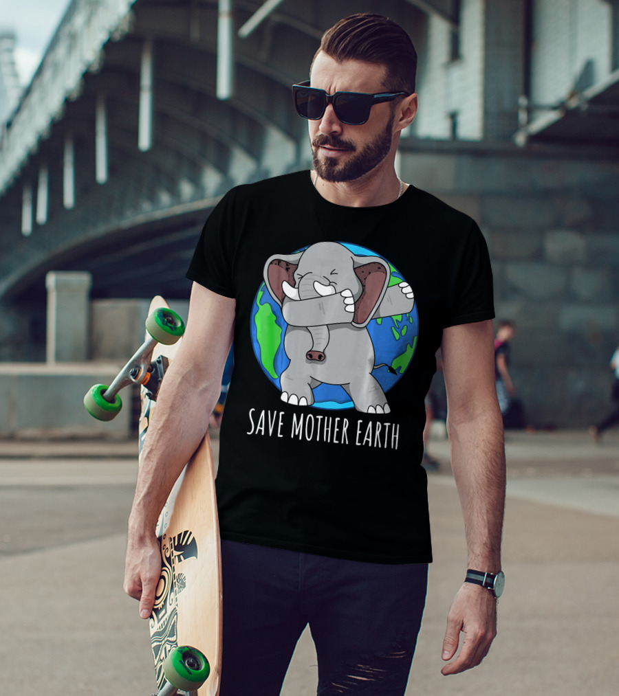 Save Mother Earth Elephant Dabbing On Earth Day T-Shirt