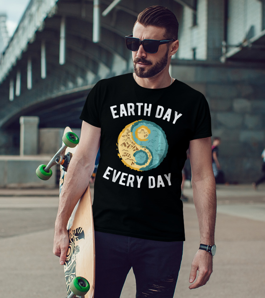 Earth Day Every Day Yin Yang Yog Nature Elements T-Shirt