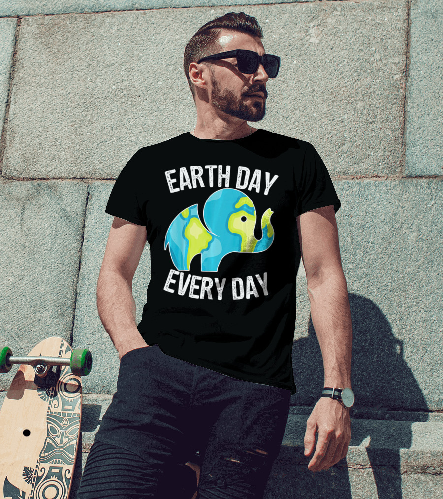 Earth Day Every Day Elephant Vintage Earth T-Shirt