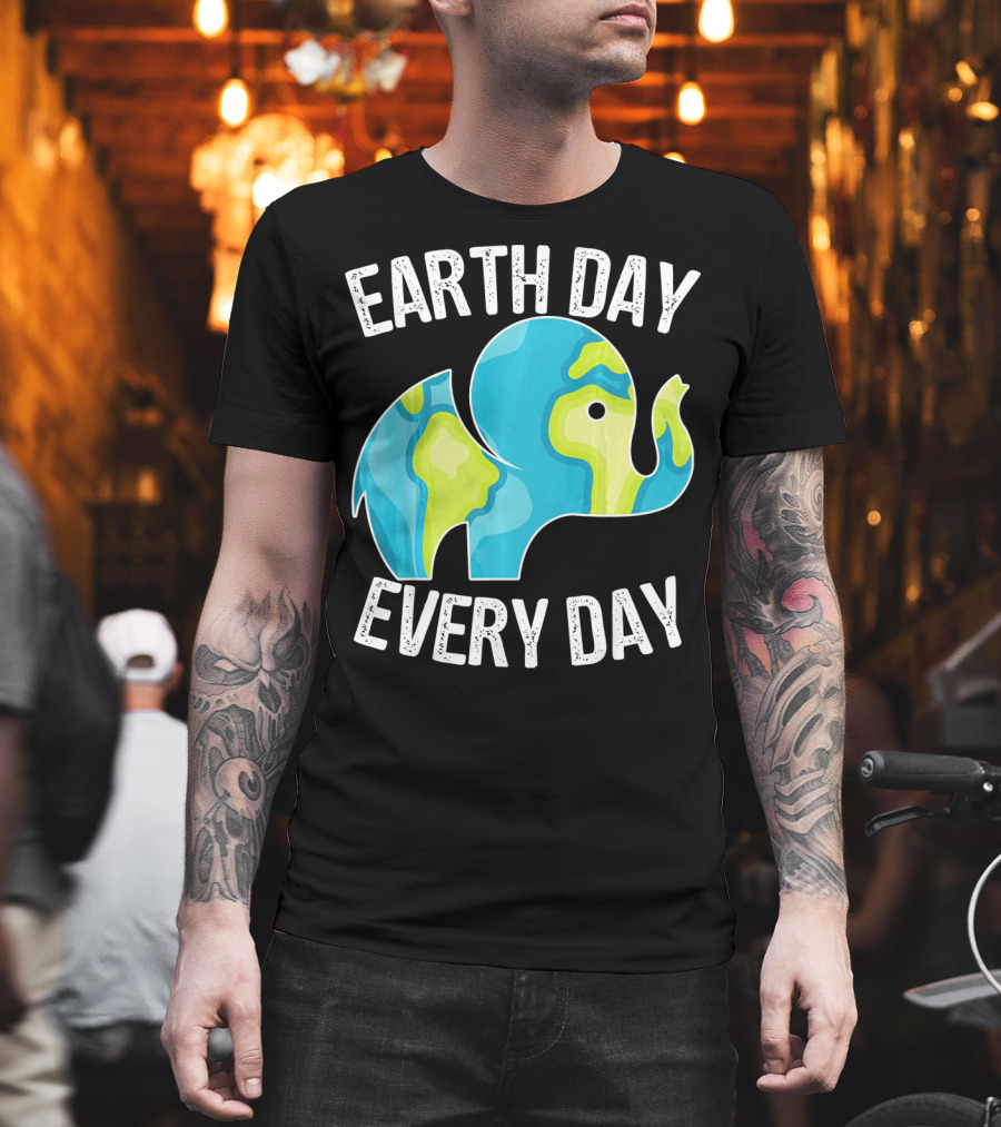 Earth Day Every Day Elephant Vintage Earth T-Shirt