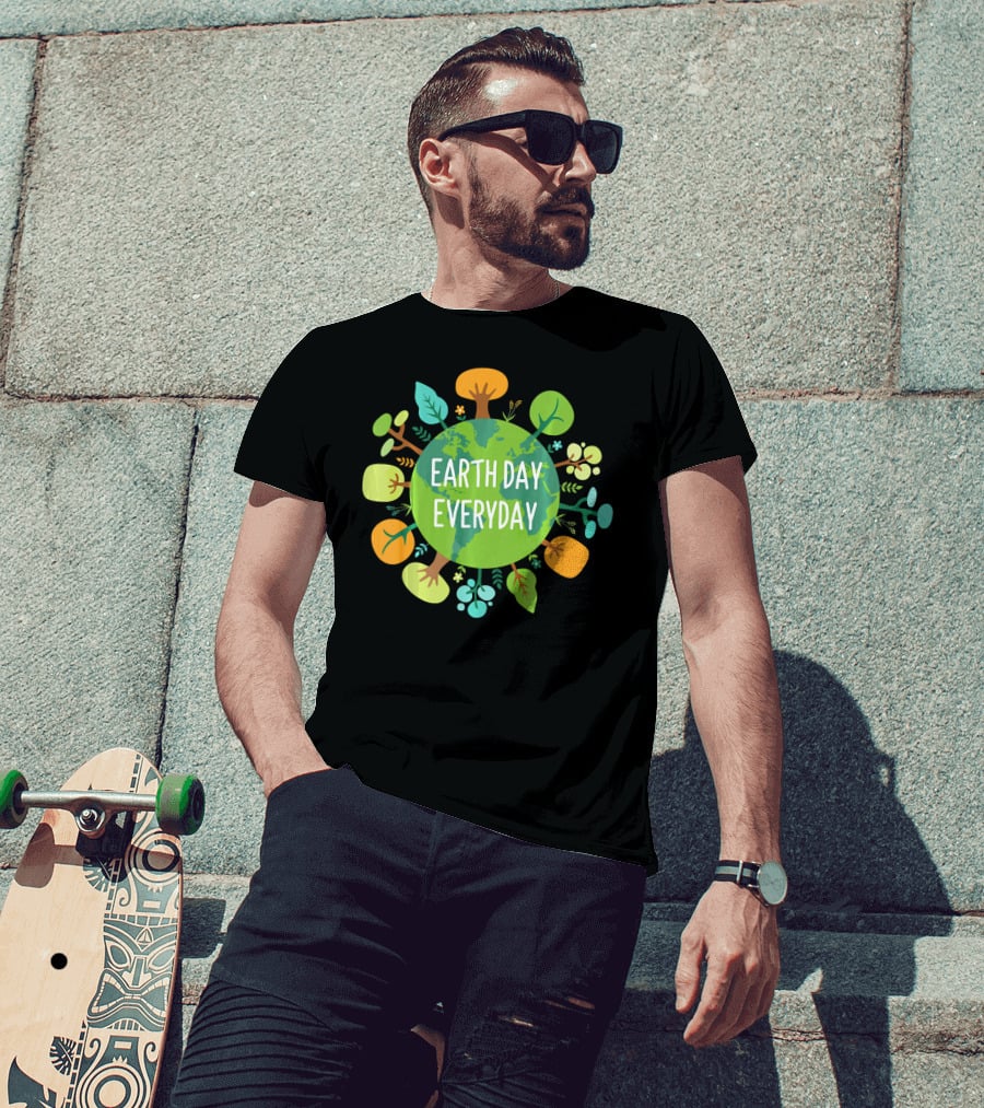 Earth Day Everyday Globe With Colorful Trees T-Shirt