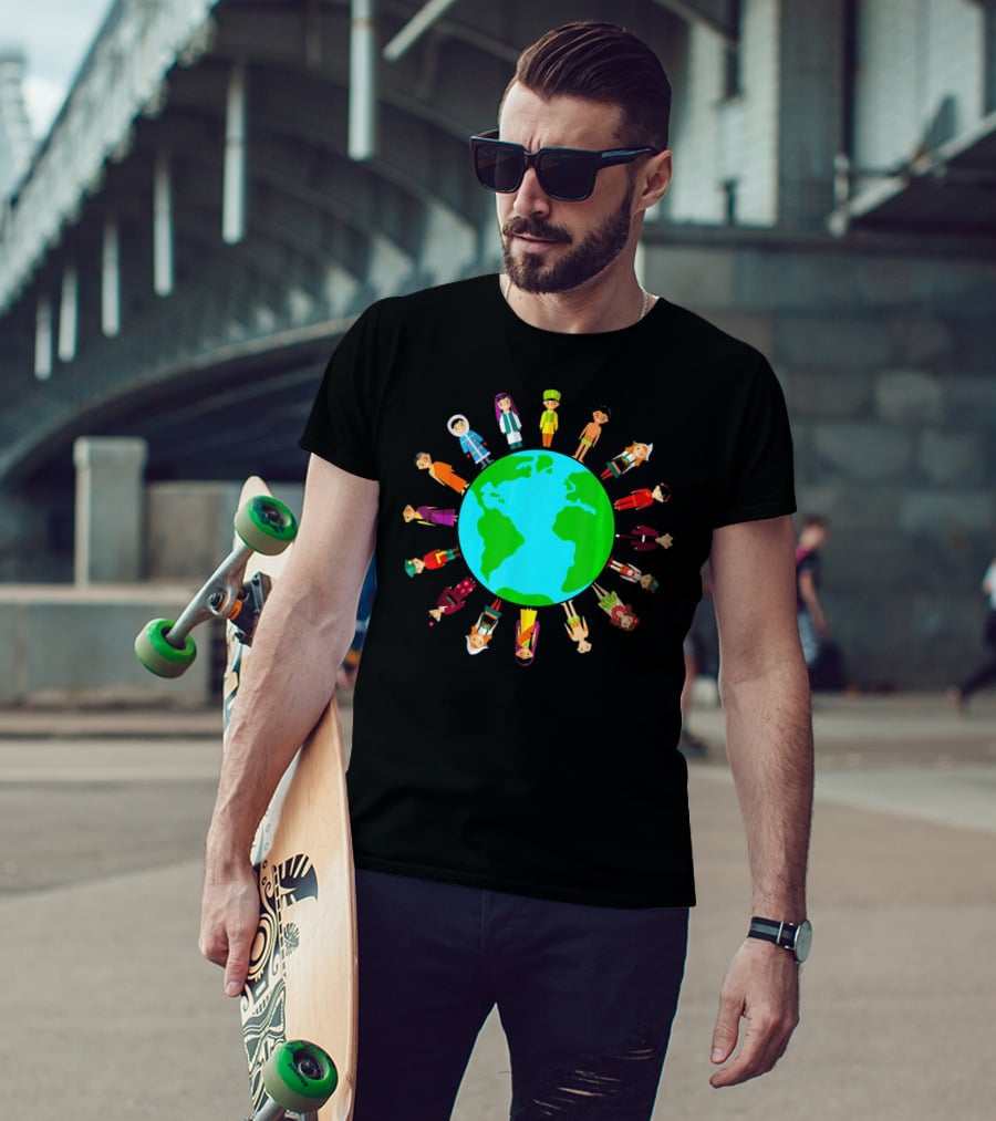 Happy Earth Day Global Unity With Diverse People Around The World T-Shirt
