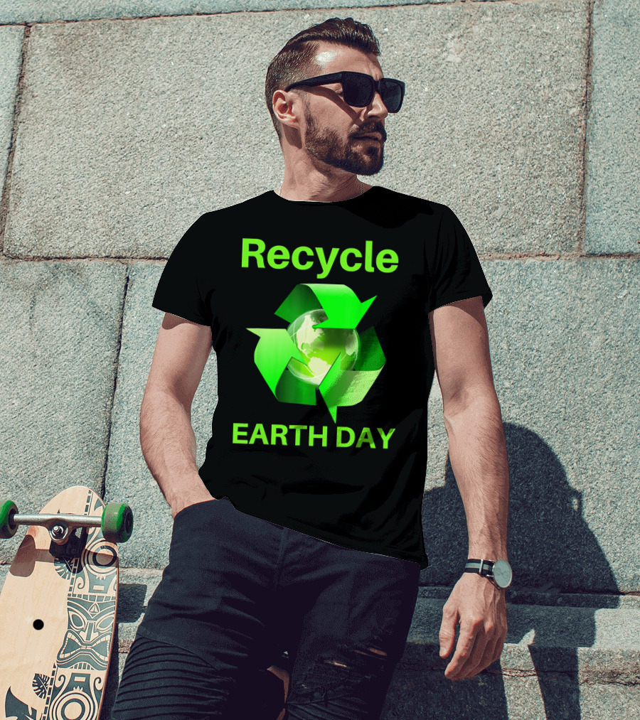 Recycle Earth Day Green Arrows Globe T-Shirt