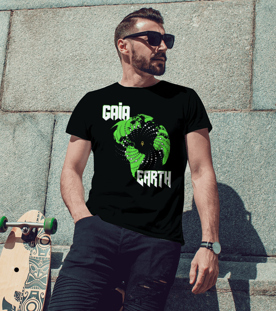 Gaia Earth Ankh Starry Globe T-Shirt