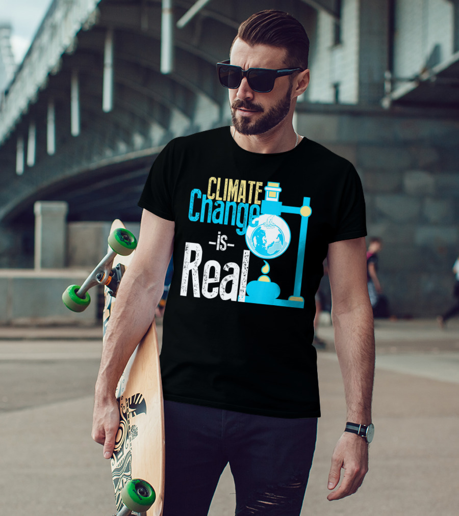 Climate Change Is Real Earth On Fire Scientific T-Shirt