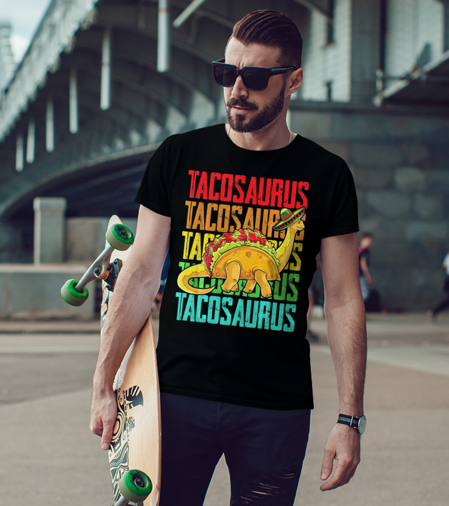 Tacosaurus Sombrero Dinosaur Taco Mexican Fiesta T-Shirt