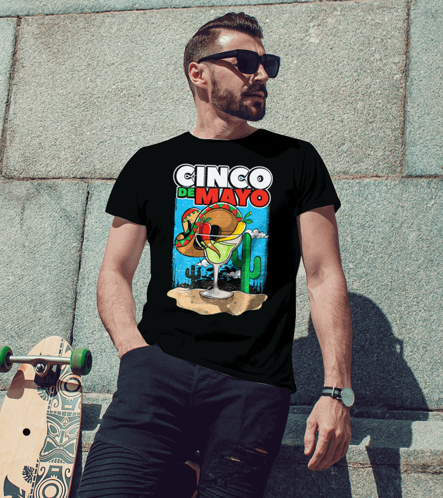 Cinco De Mayo Margarita Cactus Sombrero Fiesta T-Shirt