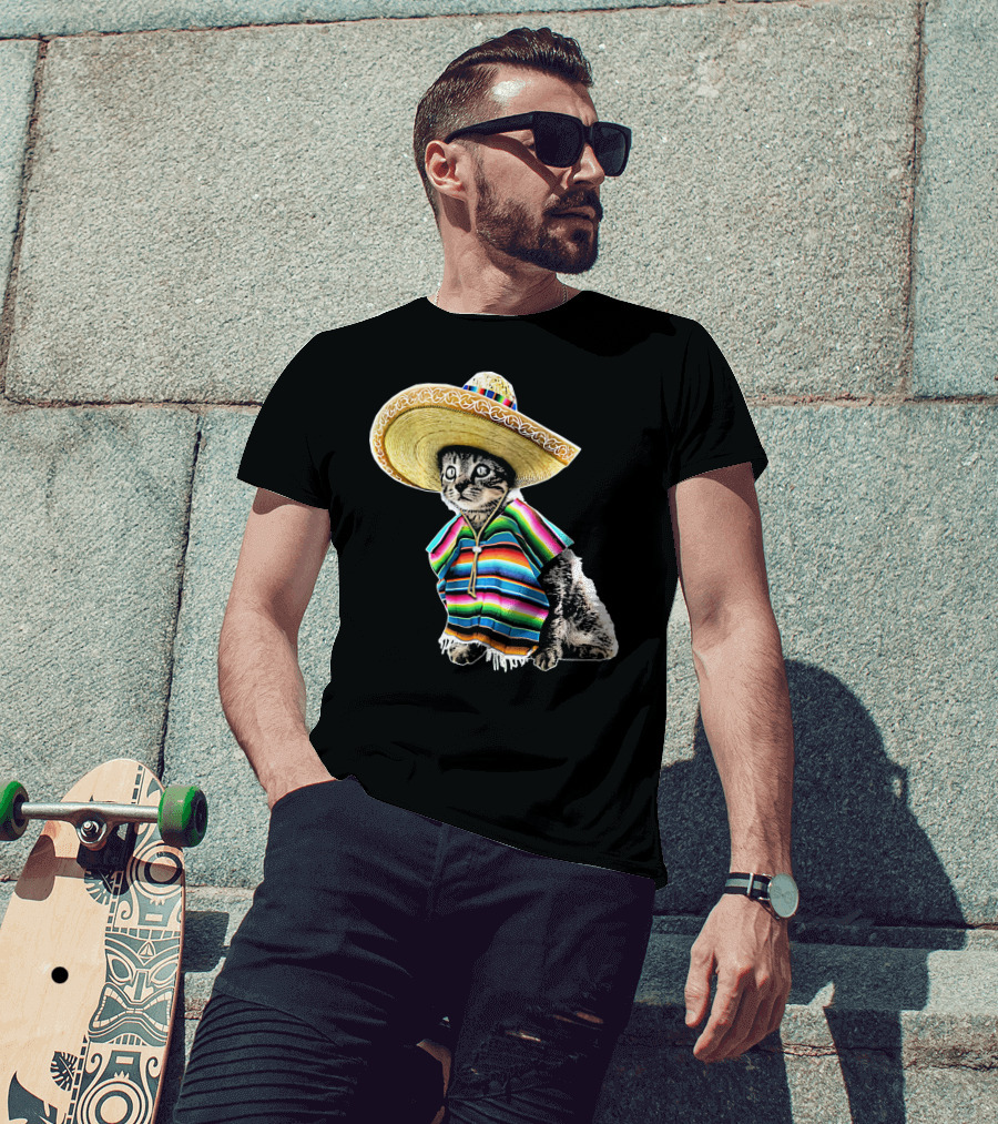 Cinco De Mayo Cat Sombrero Funny Fiesta Kitten T-Shirt