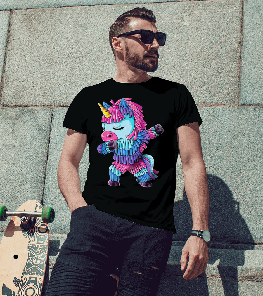 Dabbing Unicorn Pinata Funny Cinco De Mayo Party T-Shirt