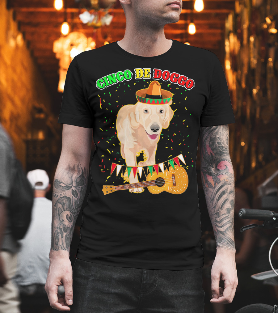 Cinco De Doggo Golden Retriever Sombrero Guitar Fiesta T-Shirt