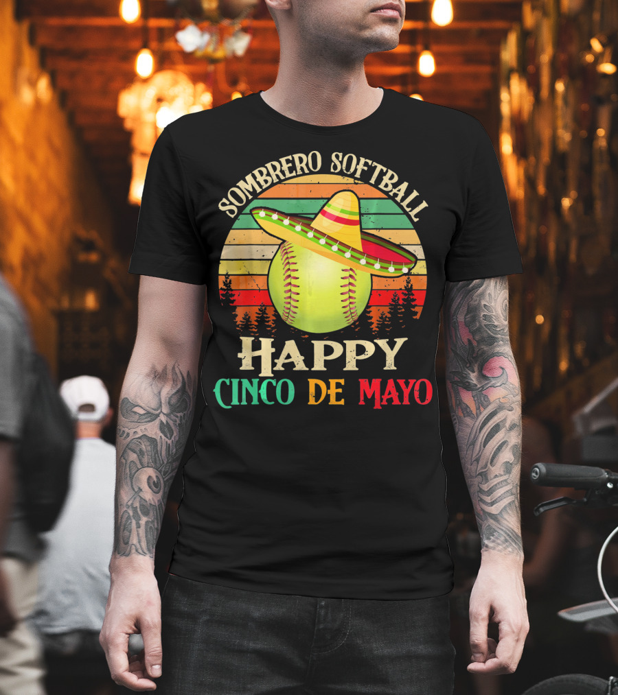 Sombrero Softball Happy Cinco De Mayo T-Shirt