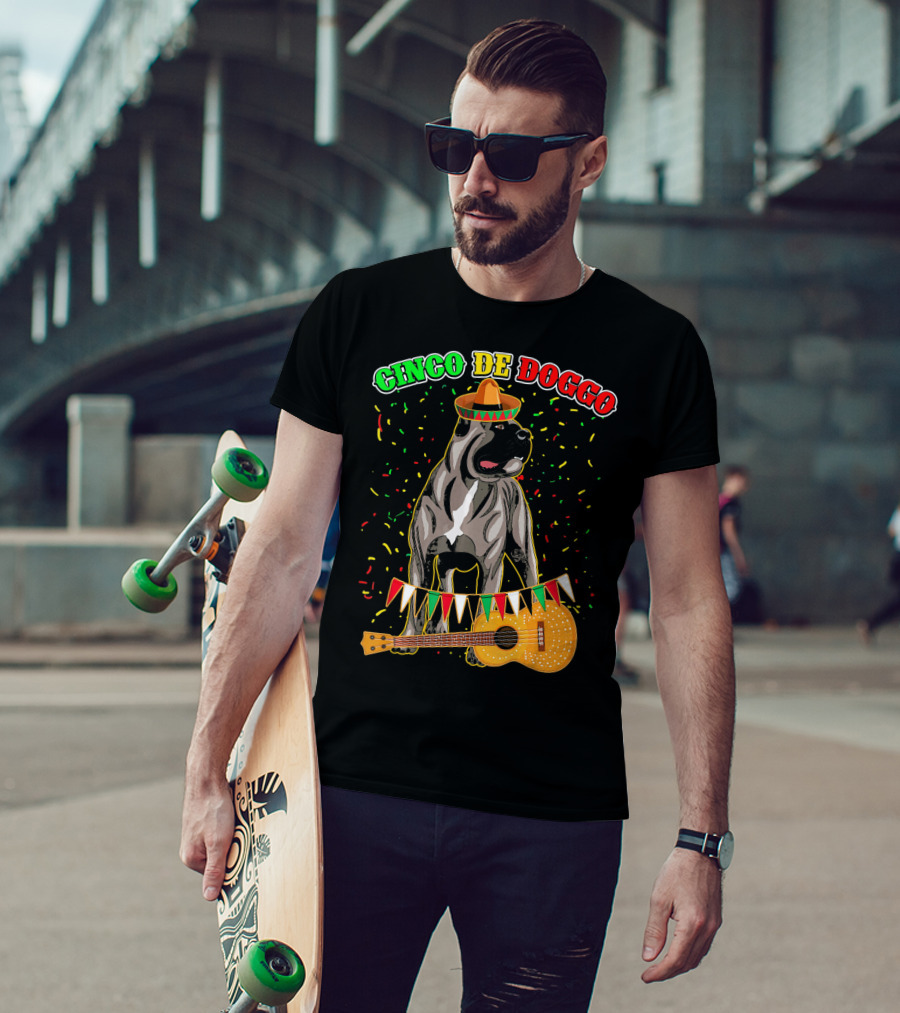 Cinco De Mayo Doggo Cane Corso Sombrero Guitar Festival T-Shirt