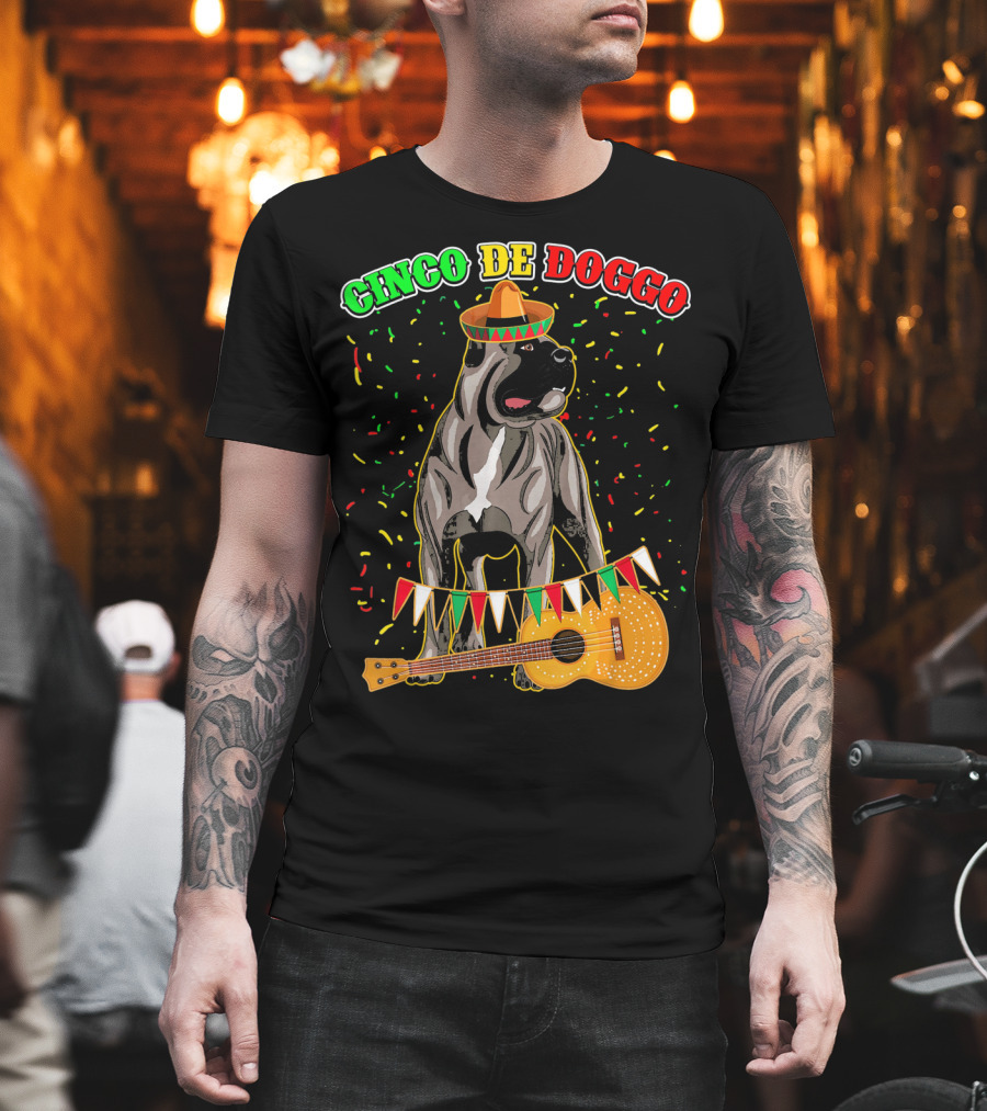 Cinco De Mayo Doggo Cane Corso Sombrero Guitar Festival T-Shirt