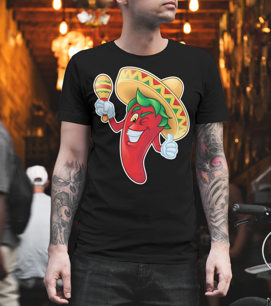 Funny Jalapeno Sombrero Maracas Cinco De Mayo T-Shirt