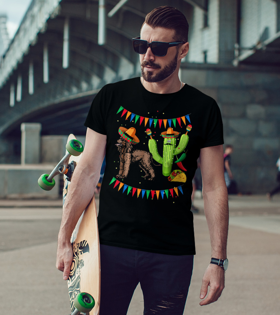Sombrero Irish Water Spaniel With Fiesta Cactus And Taco Celebration Mexico T-Shirt