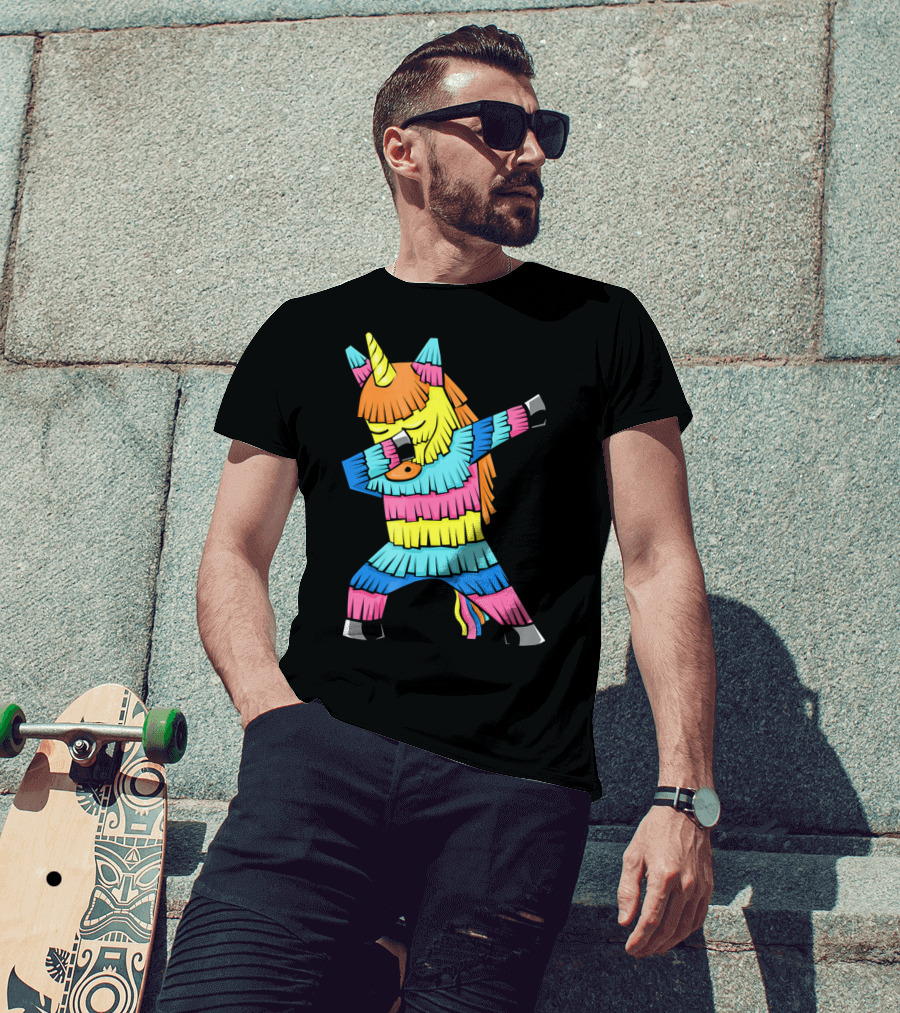 Cinco De Mayo Unicorn Dabbing Colorful Pinata Fun T-Shirt