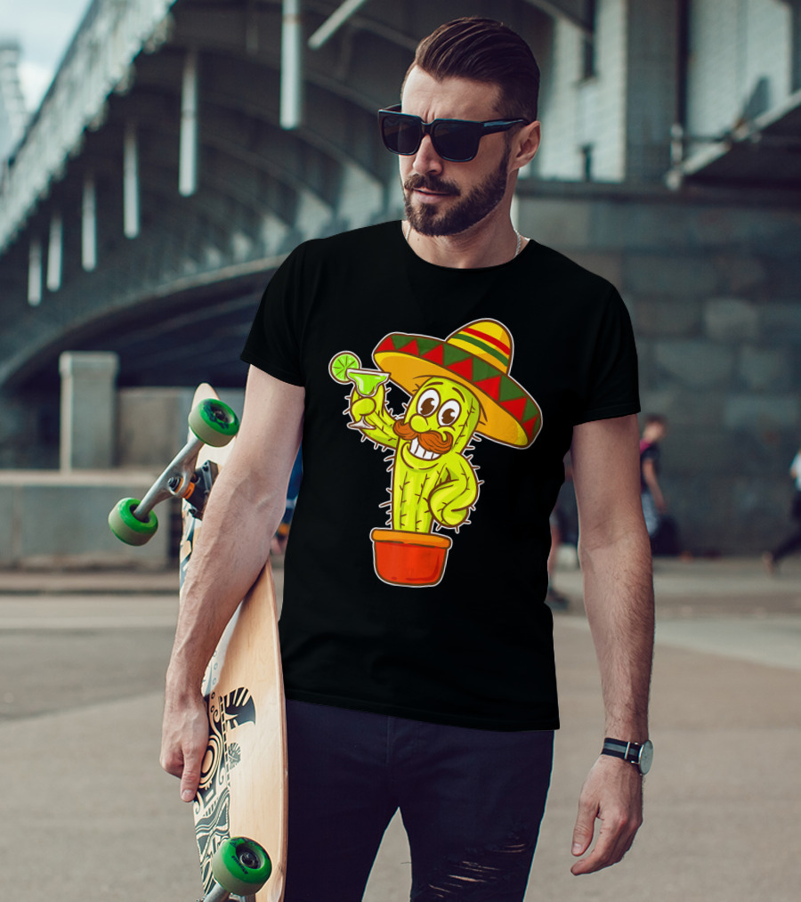 Cinco DE Mayo Cactus Costume Sombrero Margarita T-Shirt