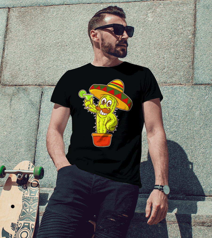 Cinco DE Mayo Cactus Costume Sombrero Margarita T-Shirt