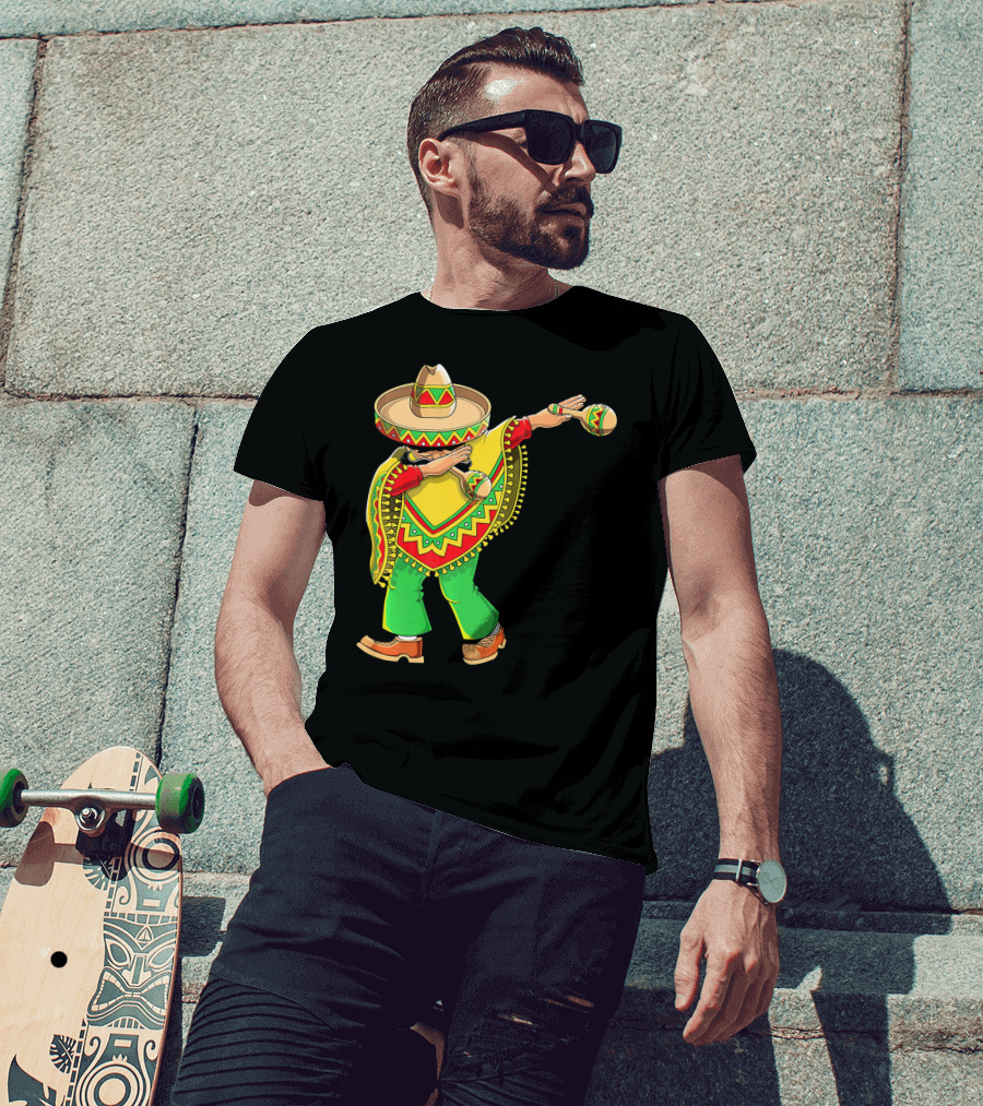 Dabbing Sombrero And Poncho With Maracas Fun T-Shirt