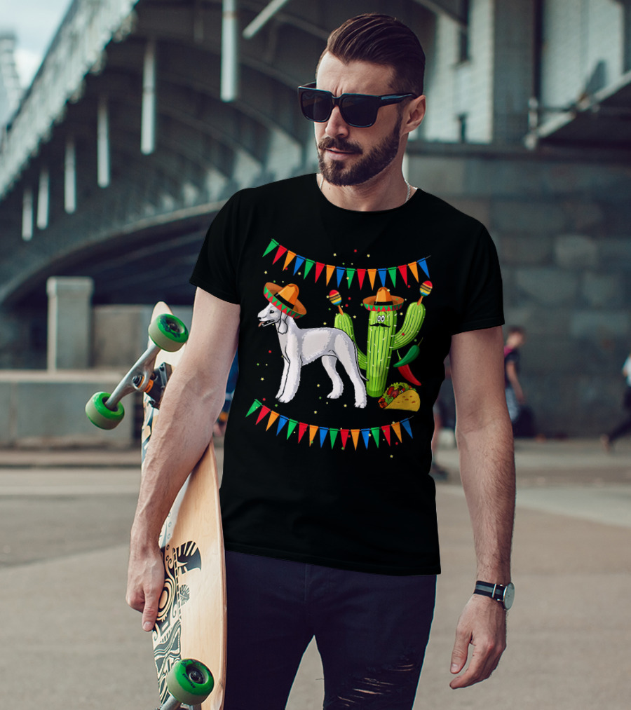 Sombrero Bedlington Terrier Dog Cactus Fiesta Mexico T-Shirt