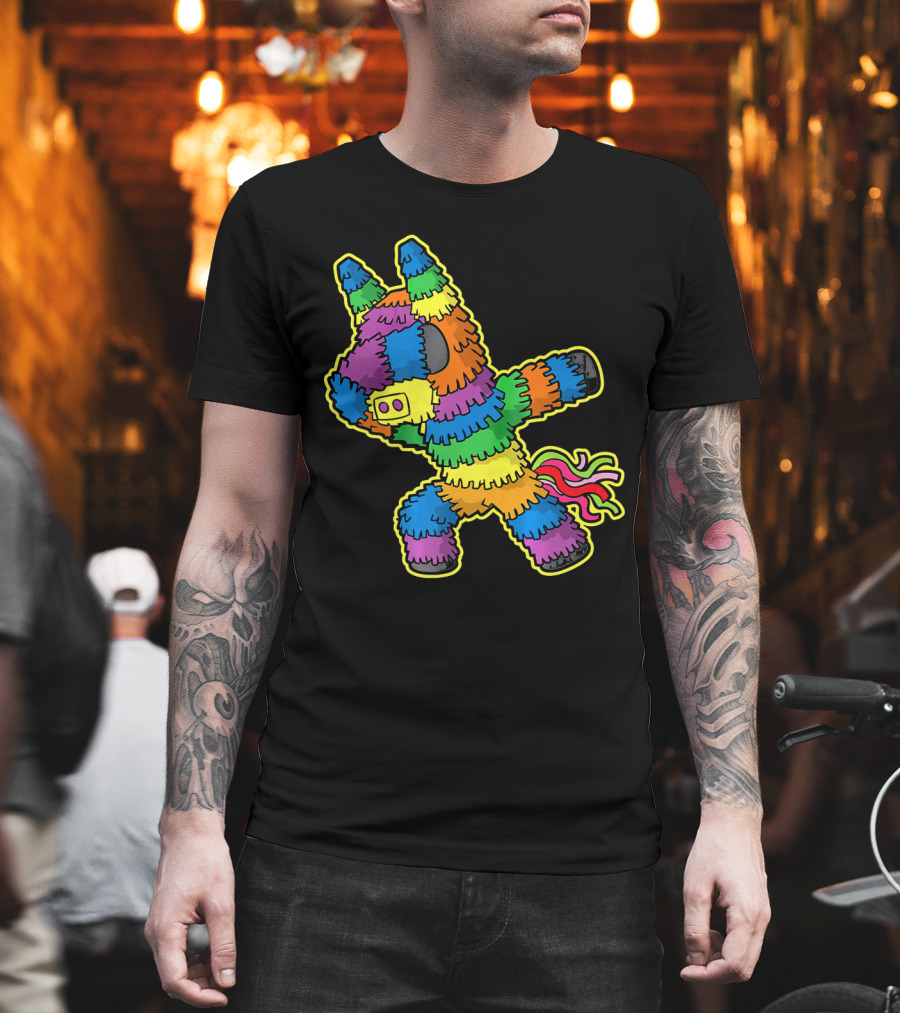 Dabbing Pinata Rainbow Colors Cinco De Mayo Kids Fun T-Shirt