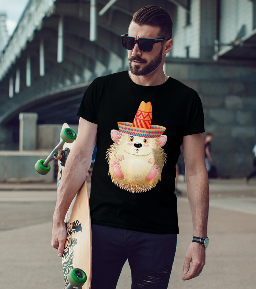 Sombrero Porcupine Mexican Fiesta Vibes T-Shirt