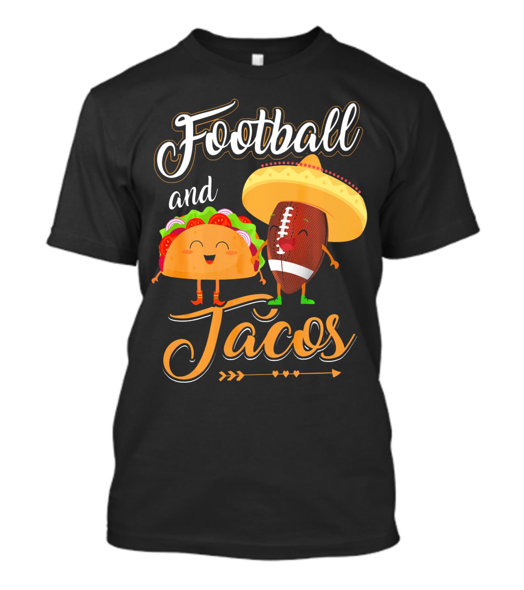 Football And Tacos Cute Cartoon Characters T-Shirt