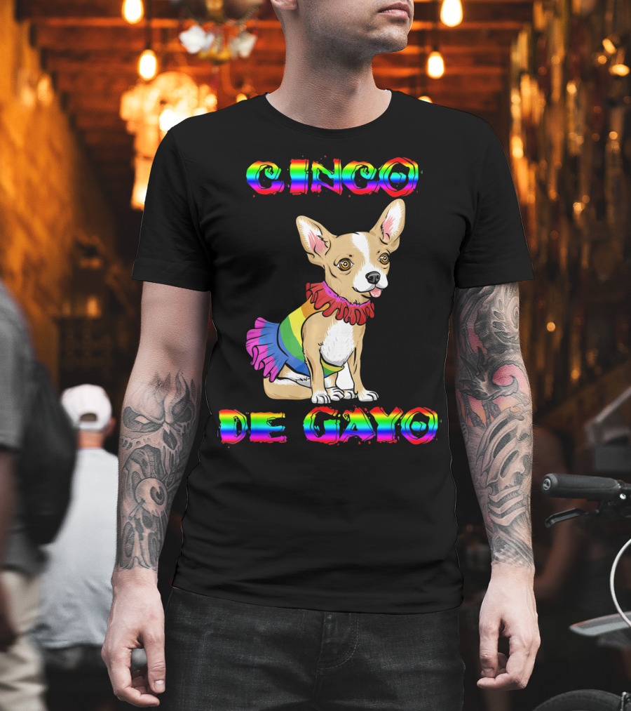 Cinco De Mayo Cinco De Gayo Rainbow Chihuahua T-Shirt
