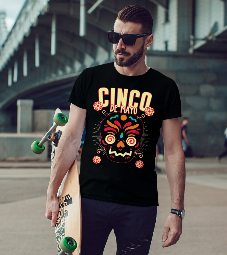 Cinco De Mayo Skull Design For Senor Senora And Sen T-Shirt