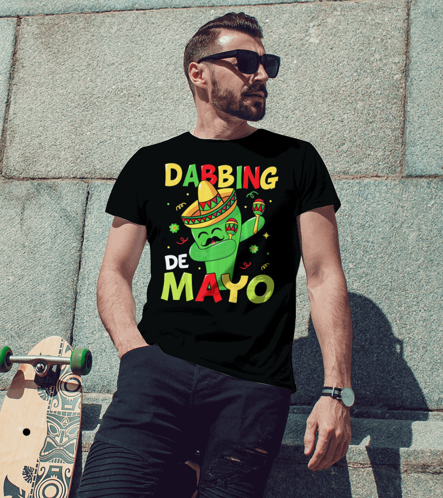Dabbing Cactus Cinco De Mayo Sombrero Maracas T-Shirt