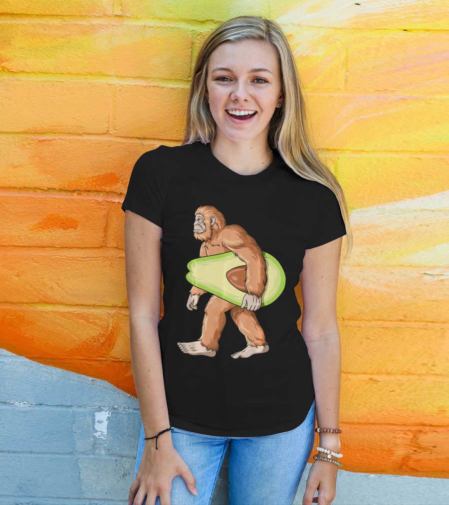 Bigfoot Carrying Avocado Sasquatch Cinco De Mayo Humor T-Shirt