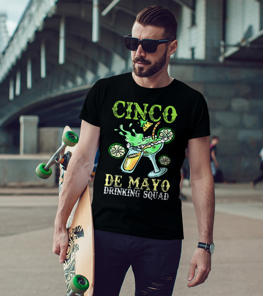 Cinco De Mayo Drinking Squad Celebration With Margarita Elements T-Shirt